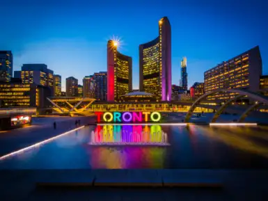 Multi-coloured Toronto sign