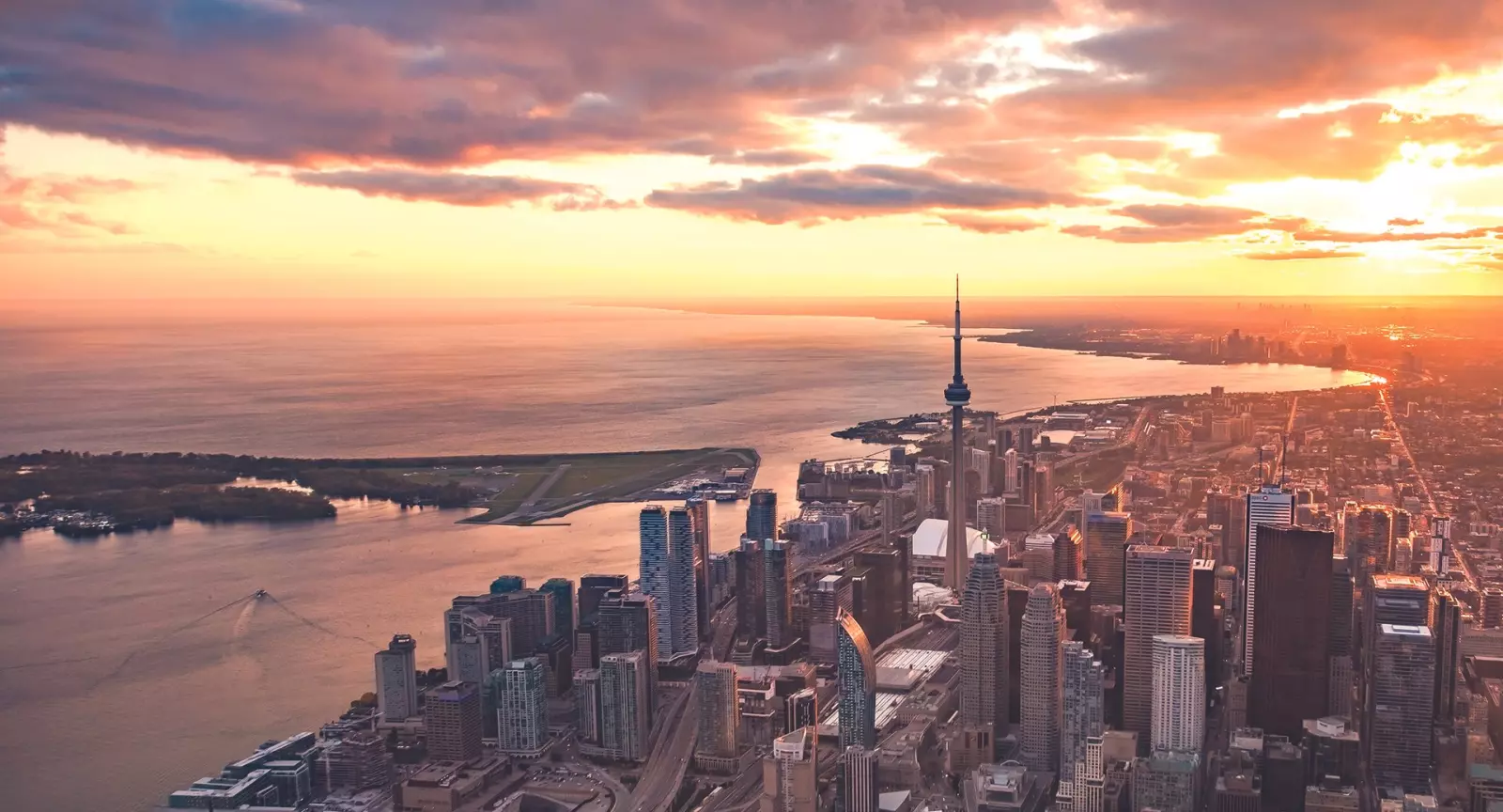 Toronto skyline at sunset