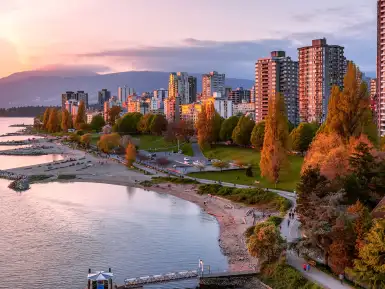 Vancouver skyline aerial view