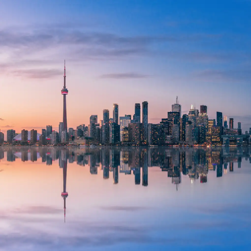 Toronto skyline at dusk