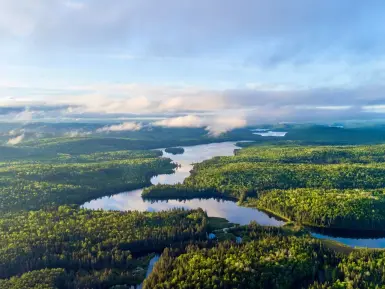 An aerial view over Algonquin Park